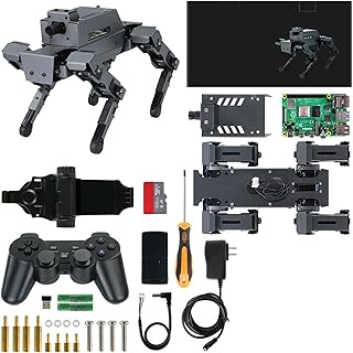SHYISY Programmable toys robot 12DOF Quadruped Bionic Robot Dog For Raspberry Pi 4B With Aluminum Alloy Body 12PCS Servo 2MP Camera Support Python Programming (Color : With RPi 4B 4G)