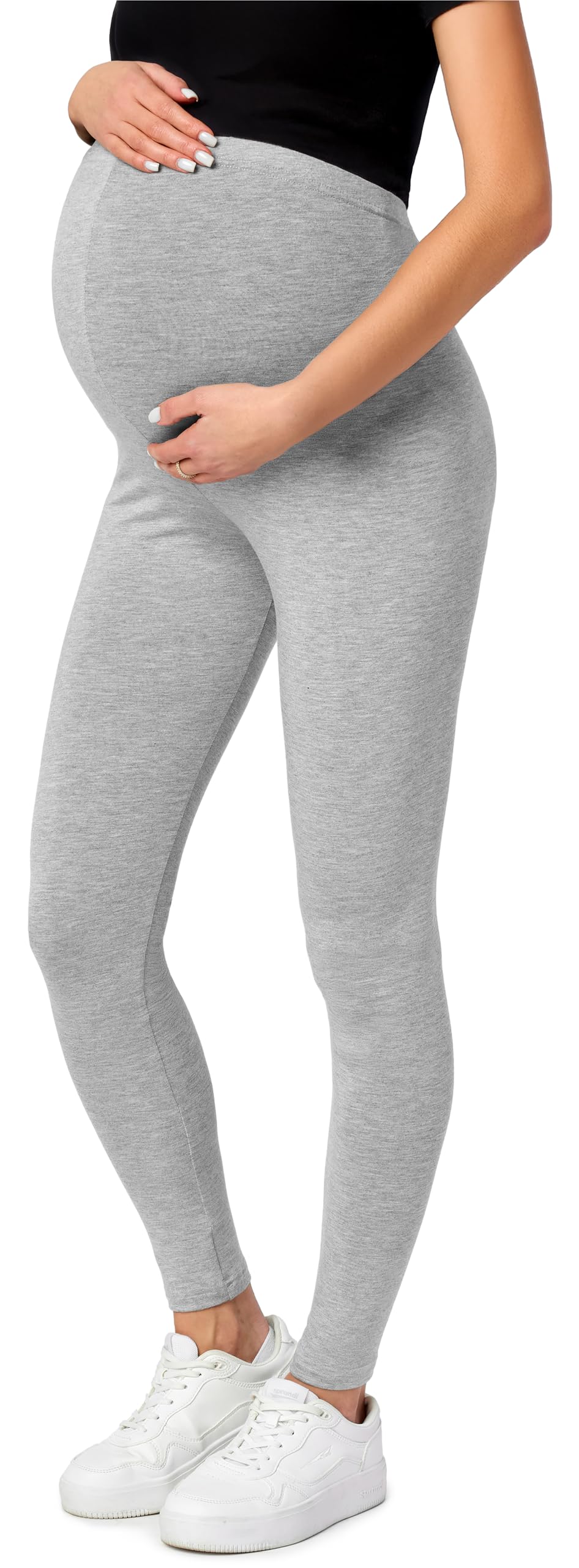 Be Mammy Lange Umstandsleggings aus Baumwolle Leggings für Schwangere Umstands Leggings Schwangerschafts Unterhosen mit Hoher Bund Weich und Elastisch BE20-230
