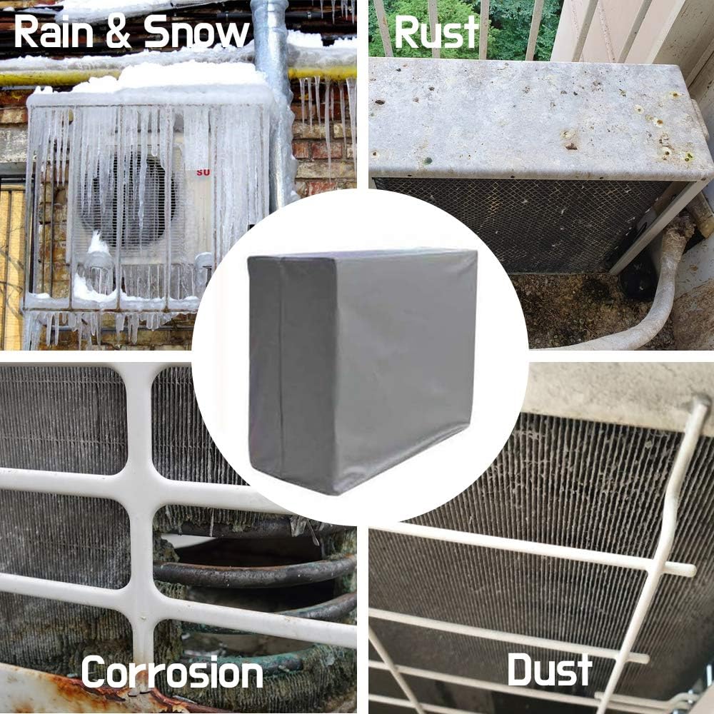 CLAIRLA - Air Conditioner Waterproof Cover for ac Outdoor Unit, AC Condensing HVAC Unit Winter line Set Covers, Slim Duct Hide Cover kit (37.8"x34.2"x15"inch)