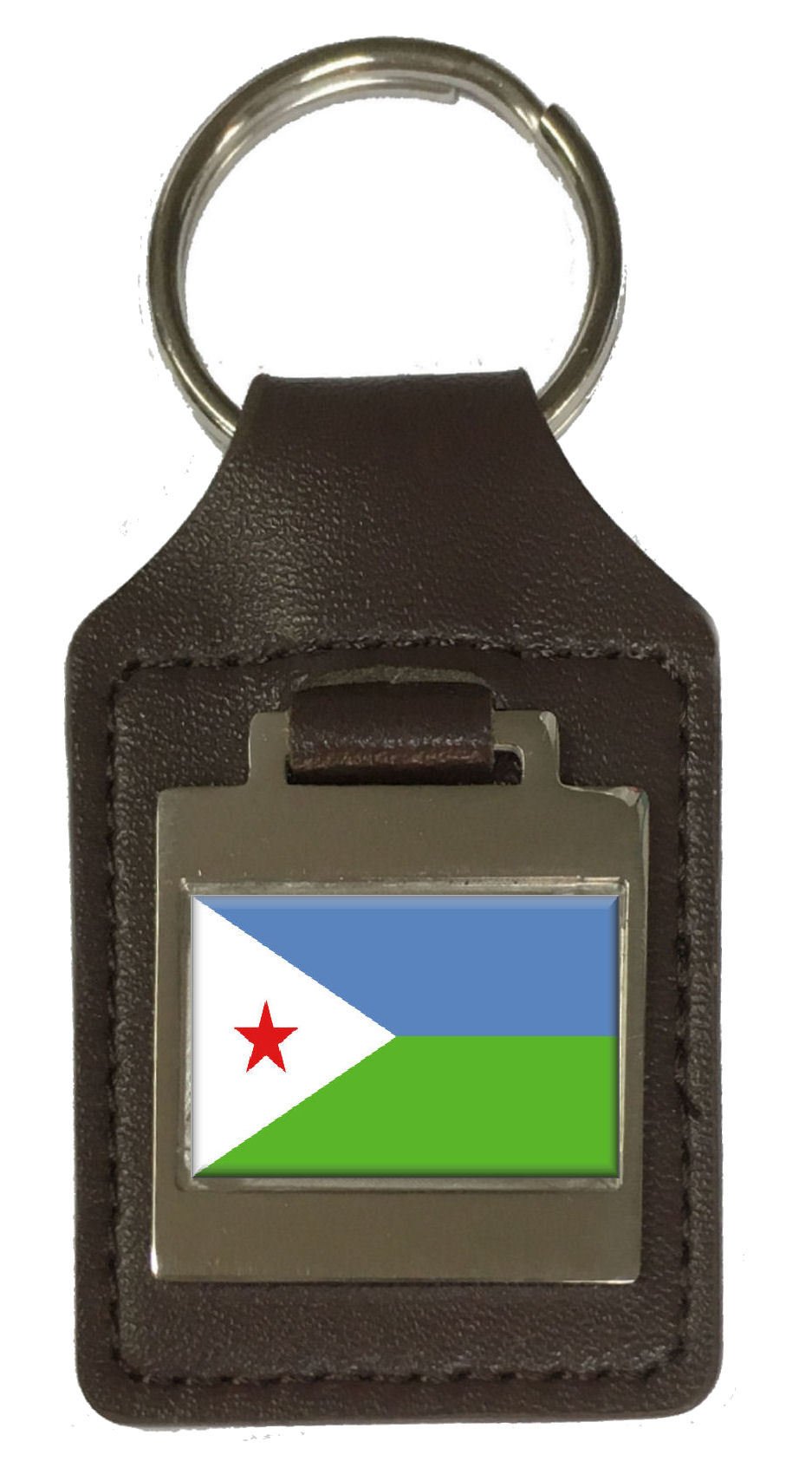 Porte-clés en cuir gravé drapeau Djibouti - Idée cadeau originale souvenir - 5