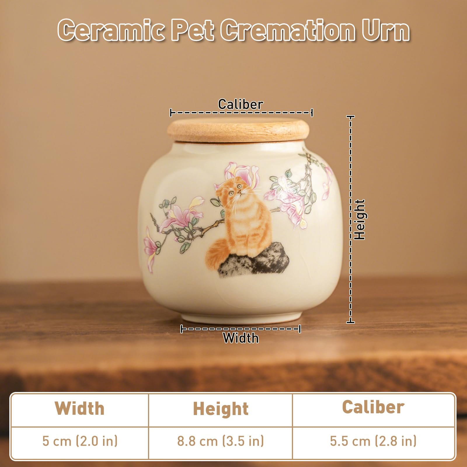 Urne funéraire en céramique pour animal de compagnie – Bocal commémoratif hermétique et portable, résistant à l'humidité et portable, petit souvenir pour cendres de chat, récipient pour