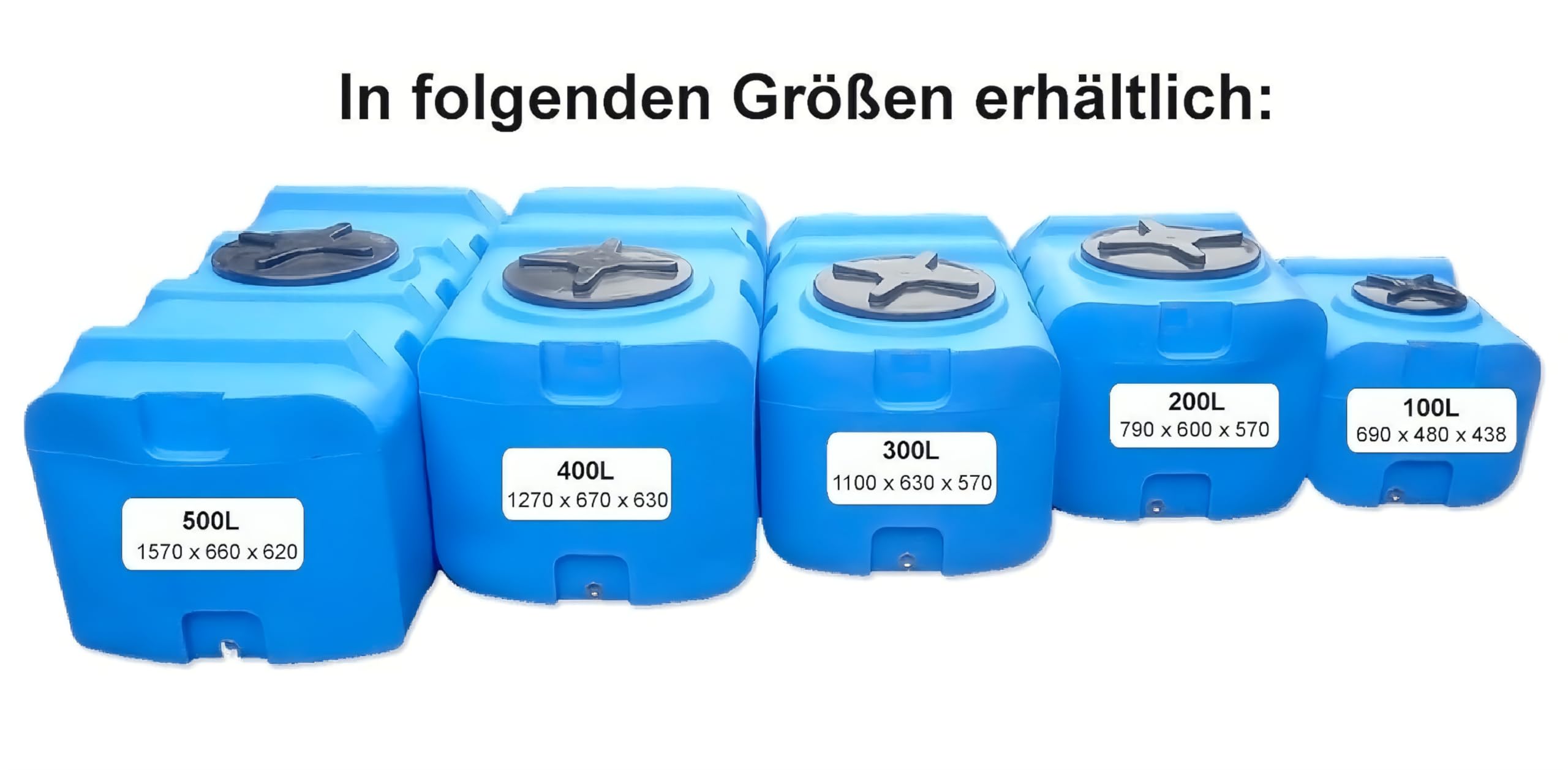 Varile Odporny na transport zbiornik na wodę pitną, 500 l, nie zawiera BPA, wbudowany gwint mosiężny 3/4", wyprodukowano w UE, nadaje się do kontaktu z żywnością