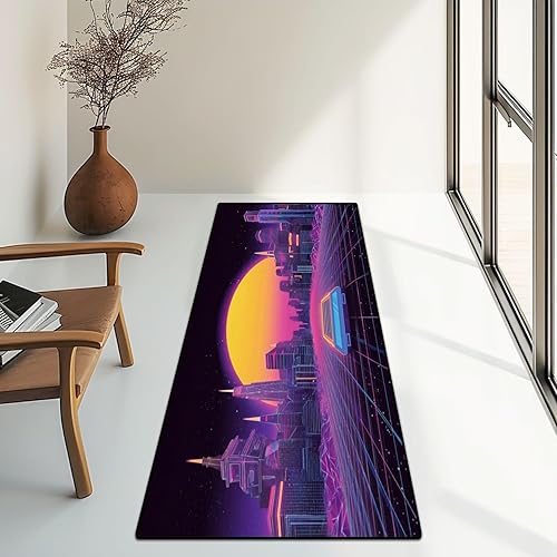 Miniatura 5 de Area Rug Arcade Space Ship to Sunset Retro 80s Fashion Sci Fi 2x6 Runner Rug Non Slip Bath Mat Runners for Hallways Living Room Kitchen Bathroom