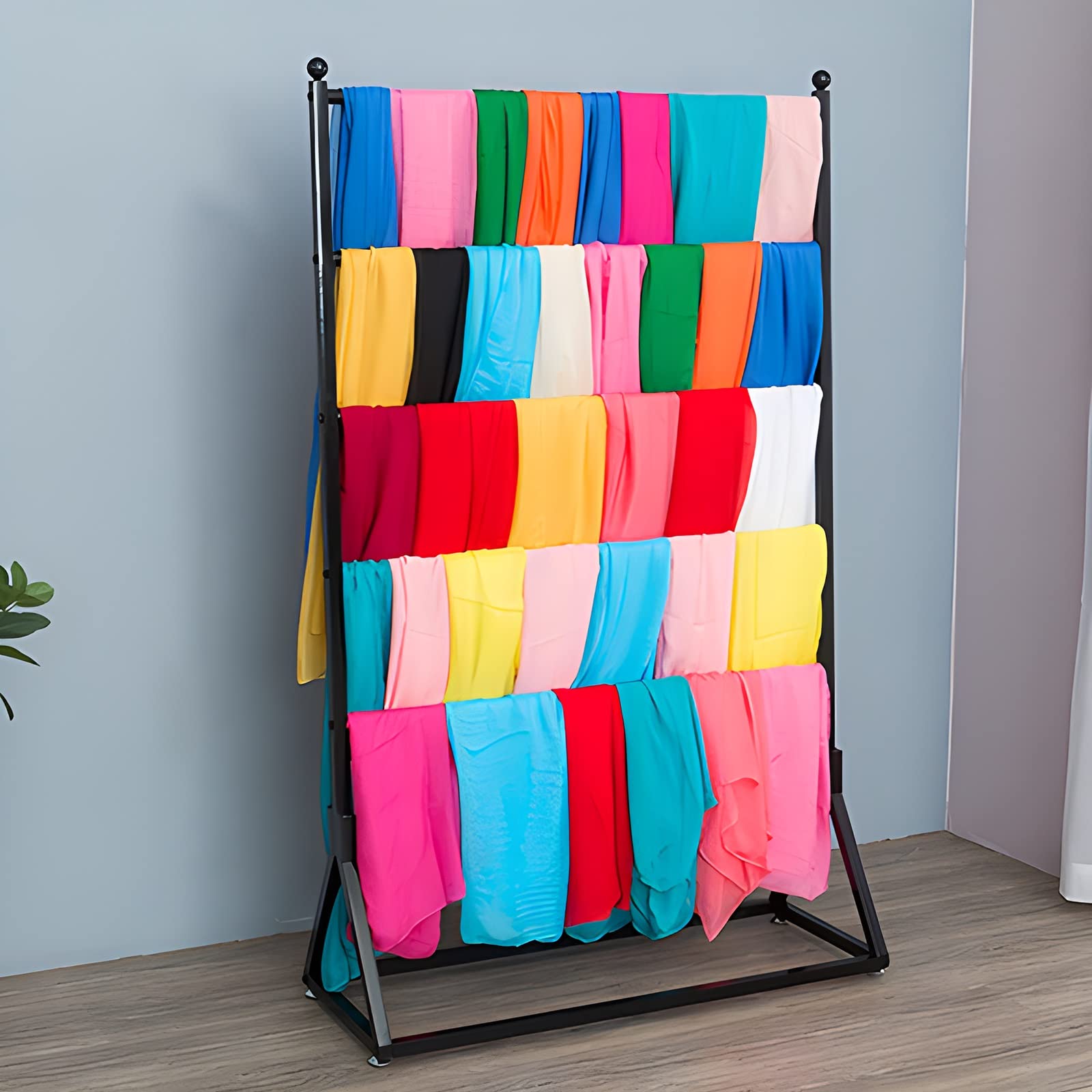 Estante Vertical Comercial Negro para exhibición de Bufandas, Soporte Organizador de Almacenamiento de Metal de múltiples Capas de Gran Capacidad para pañuelo/Chal/Toallas/Jeans