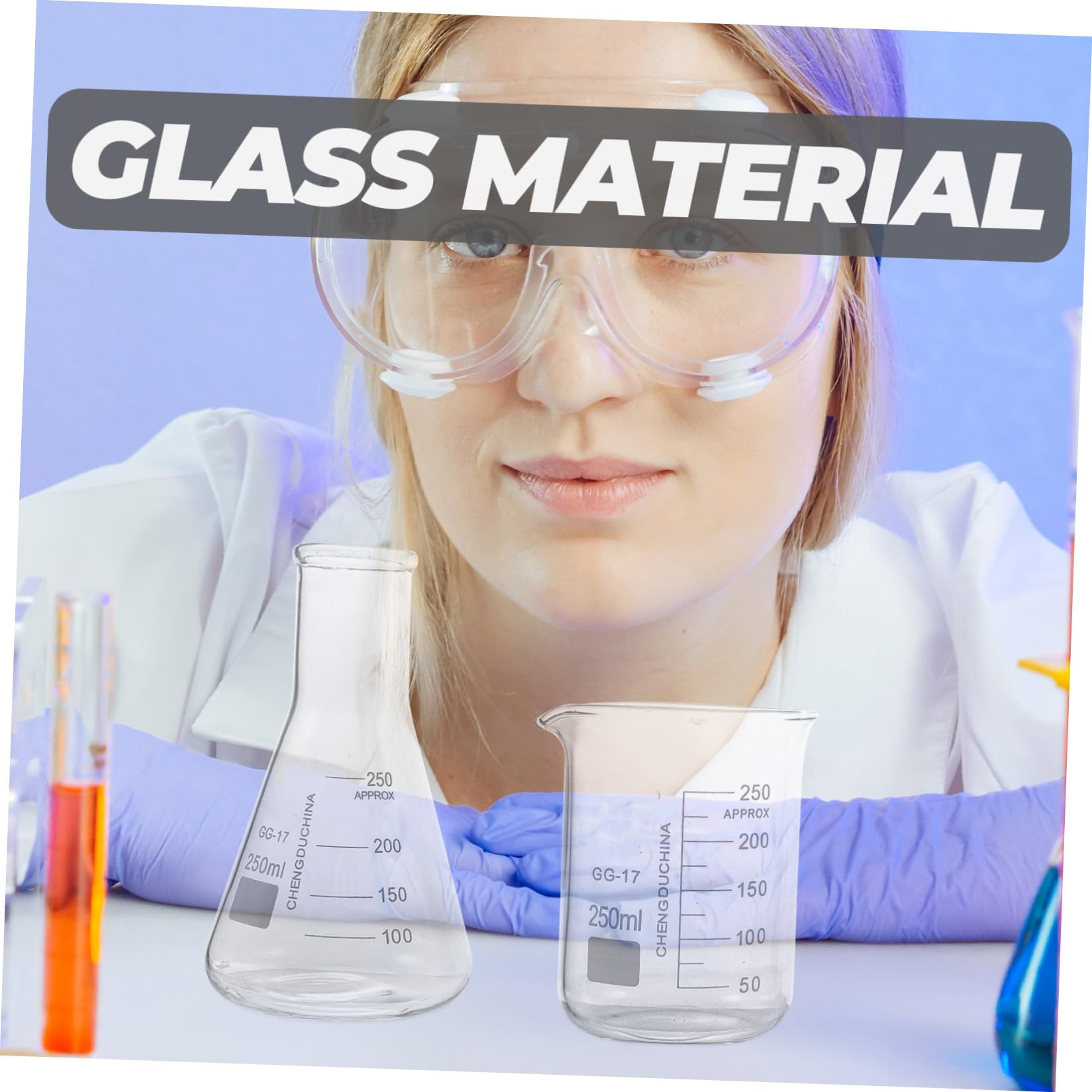 di Vetreria da Laboratorio per Misurare Liquidi Set di 9 Pezzi in Vetro Borosilicato, Bicchieri Graduati per Esperimenti Scientifici e Chimici