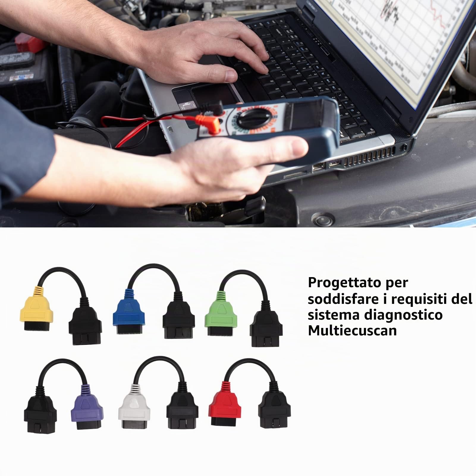 Per Cavo Adattatore, 6 Pezzi Per Cavo Adattatore OBD2 Sostituzione Cavo Strumento di Scansione ECU Diagnostica Per