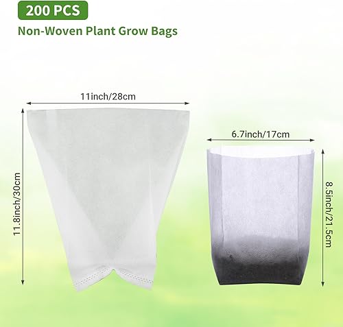 Miniatura 9 de GREANER 100 bolsas biodegradables para guardería, bolsas de cultivo gruesas de 11 x 11.8 pulgadas para verduras, bolsas de contenedores de plántulas