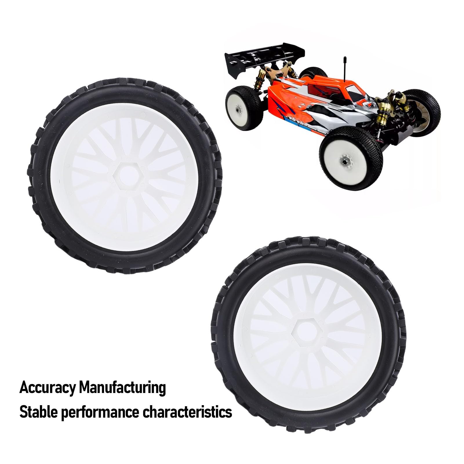 RiToEasysports 4 szt. Opony RC, Gumowe Antypoślizgowe 1/8 Zamiennik Opon do kół Samochodowych dla Serpent SRX8 RC Off Road Car (WHITE)