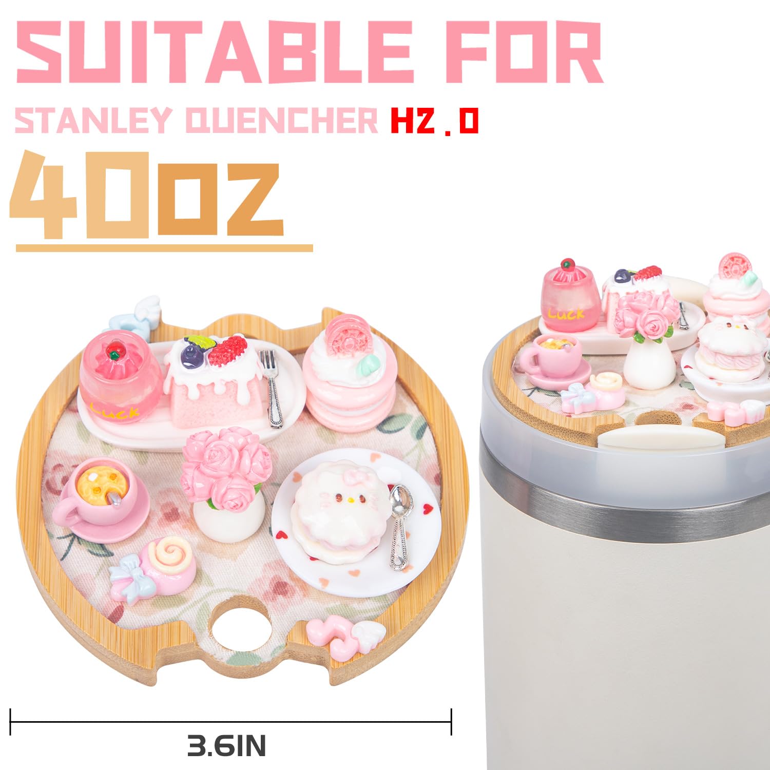 foci cozi Used for Stanley Cup Lid Accessories Charms,Miniature Food Drink Charms for Stanley Cups H2.0 Accessories 30oz 40oz (French Dessert Pink, 40oz)