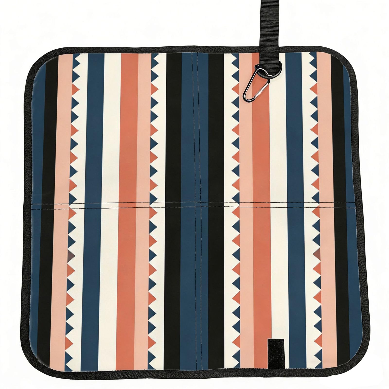 DUYIOKH Striped Tribal Triangle Pattern Print Foldable Portable Seat Cushion for World Cup Games, Camping and Outdoor Activities