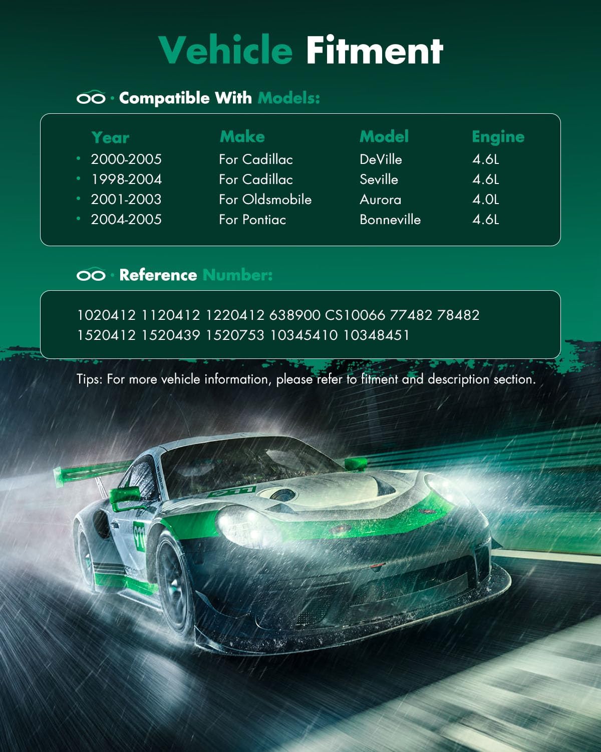 SCITOO AC Compressor Rapid Cooling for Cadillac DeVille for Seville 4.6L for Oldsmobile Aurora 4.0L for Pontiac Bonneville 4.6L 1998-2005 1020412 1120412 1220412 638900 CS10066 77482 78482 1520412