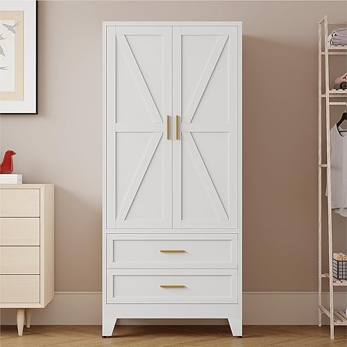 Miniatura 8 de Armario de metal blanco, 17.8 pulgadas de profundidad x 31.5 pulgadas de ancho x 71 pulgadas de alto