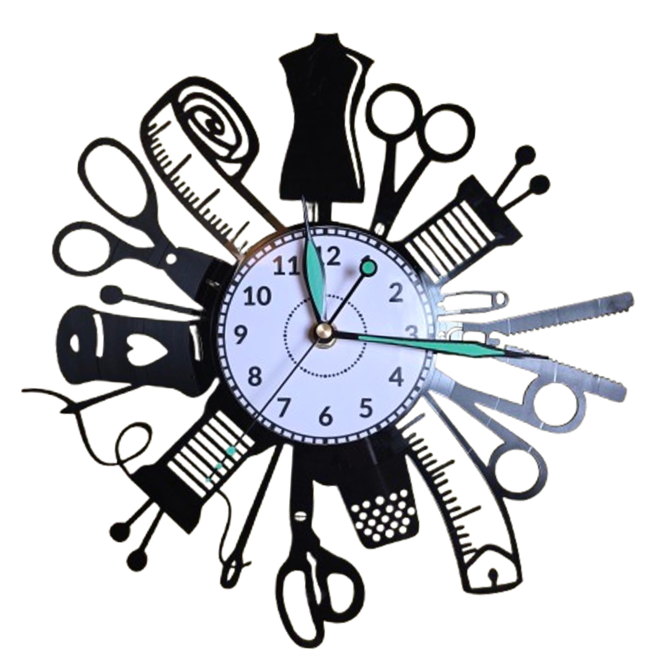 Evevo Base Sewing Wall Clock Vinyl Record – Sewing Machine & Needle Design, Handmade Craft Art Clock, Unique Gift Or Present For Seamstresses, Tailors & Creative Studio Decor W0049 (Base)