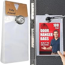 TidyFriend Plastic Door Hanger Bags 6” x 12” (100 Pack), Clear Door Hanger Bags Protects Flyers, Brochures, Notices, Printed Materials - Waterproof and Secure Door Knob Hanger Bag for Outdoor Use