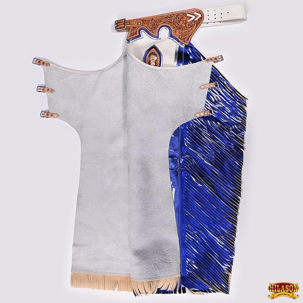 HILASON Western Horse Bull Riding Genuine Leather Rodeo Chaps | for Men and Women Unisex