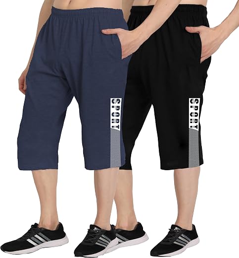 West Gate Clothing Plus Size Mens Three Fourth for Men | Mens Cotton Capri | Men's 3/4 Combo Pack 2 | Sport Print | Men's ...
