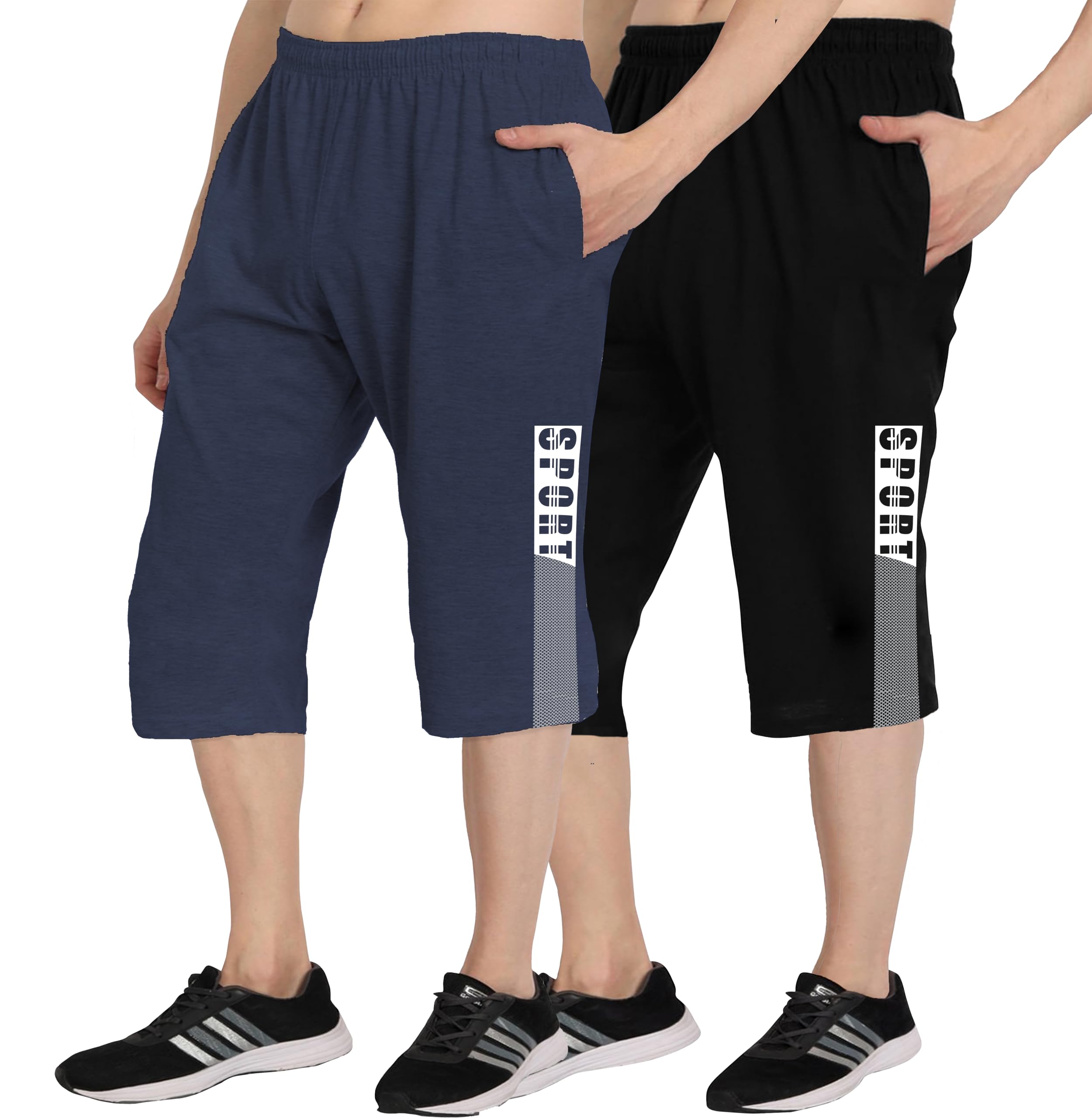 West Gate Clothing Plus Size Mens Three Fourth for Men | Mens Cotton Capri | Men's 3/4 Combo Pack 2 | Sport Print | Men's Capri 2XL,3XL,4XL,5XL-image-34
