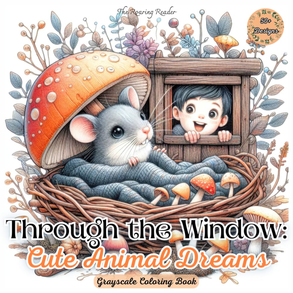 Through the Window: Cute Animal Dreams: 52 Cozy Scenes of Dreaming Animals Watched Over by Curious Children, Surrounded by Blossoms and Nature’s Magic