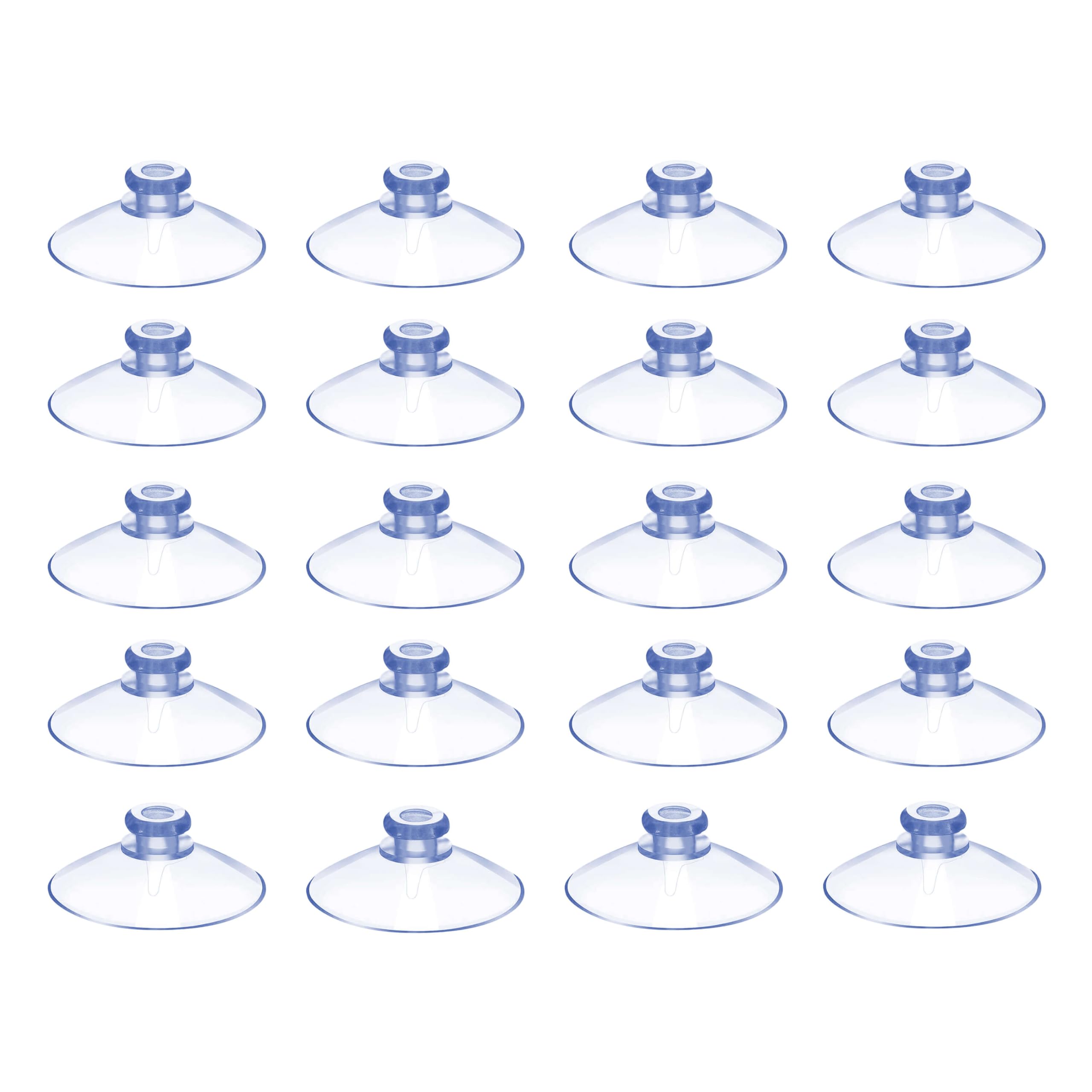 Mini Ventose -✮GARANZIA A VITA✮- 20 PEZZI - Ventose Trasparenti in PVC - Ventosa 20 MM, Riutilizzabile, Senza Gancio, Linguetta a Fungo - Appendini adesivi per Specchi, Vetro, Finestre