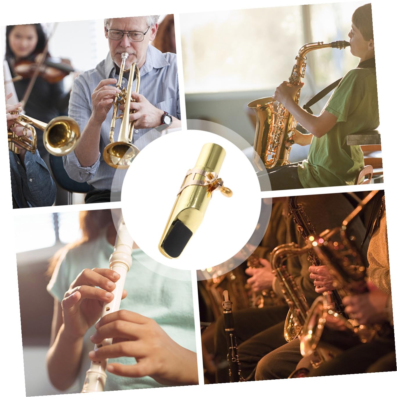 ibasenice 2ensembles Bec Métal Pour Saxophone Alto Avec Capuchon Et Kit De Lanière Accessoires Pour Instruments à Vent Remplacement Pratique Et