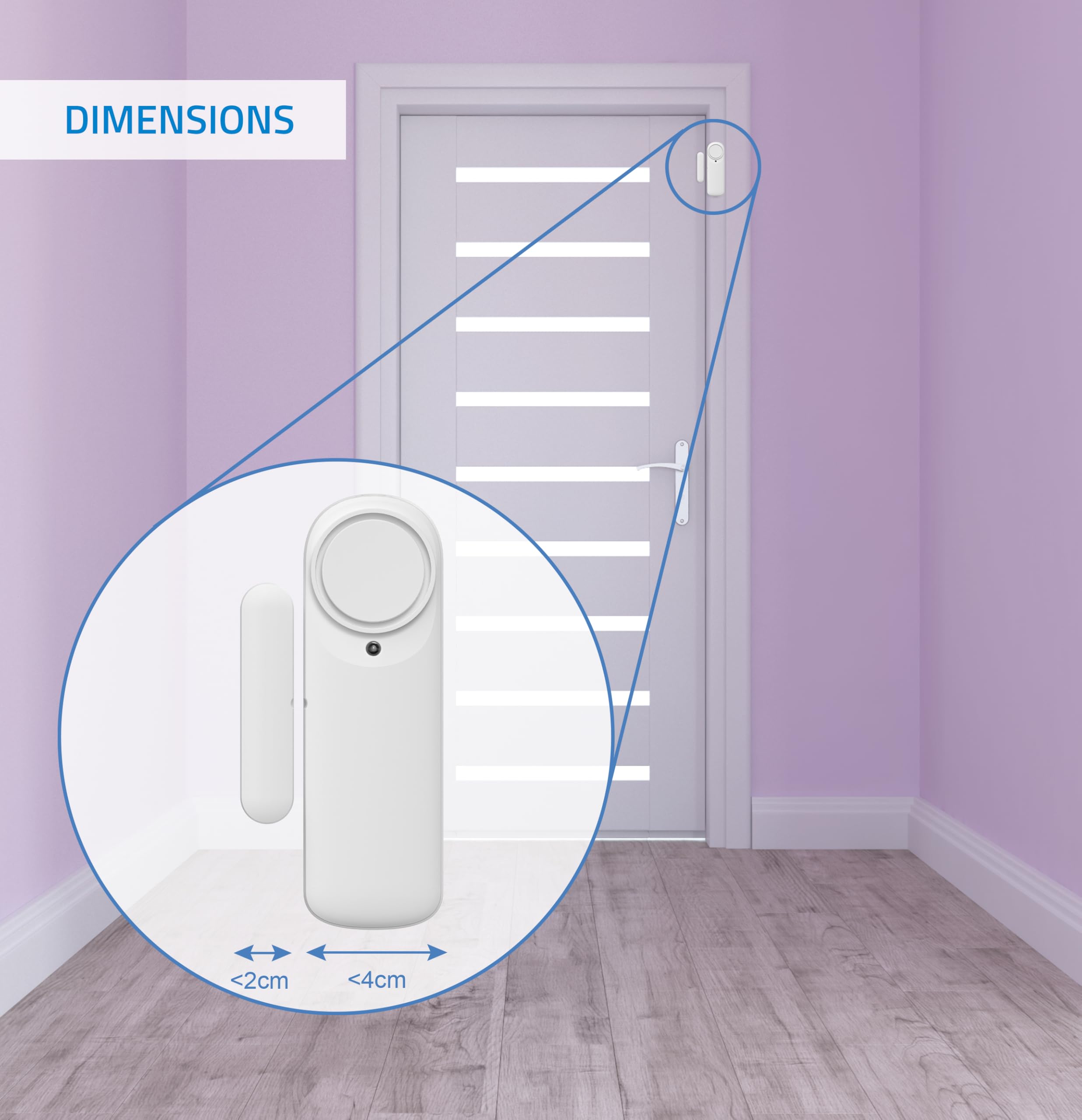 Nivian Alarma de Puerta Inteligente WiFi, Sensor Magnético para Puertas, Inalámbrico con App Móvil, Notificaciones en Tiempo Real, Botón Manual, Sirena 100dB (Pack 3)