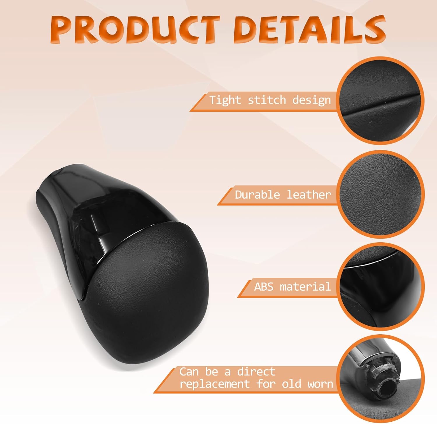 Black Leather Piano Black Gear Shift Knob Shifter Compatible with Toyota Highlander 2014-2019 Tacoma 2016-2021