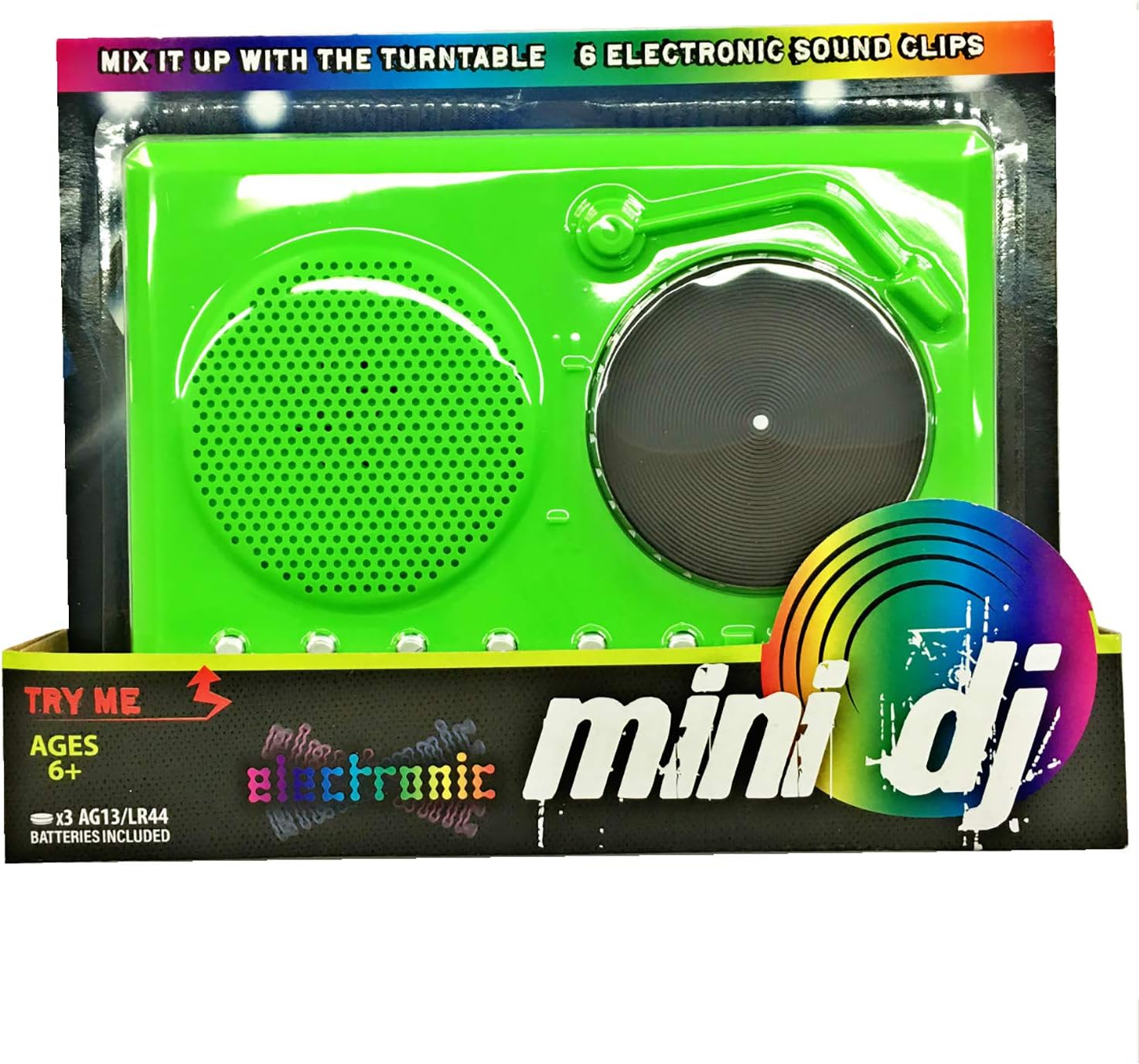 Novelty Mini DJ Mixing Turntable 6 electric sound clips Green Sound Effects Machine