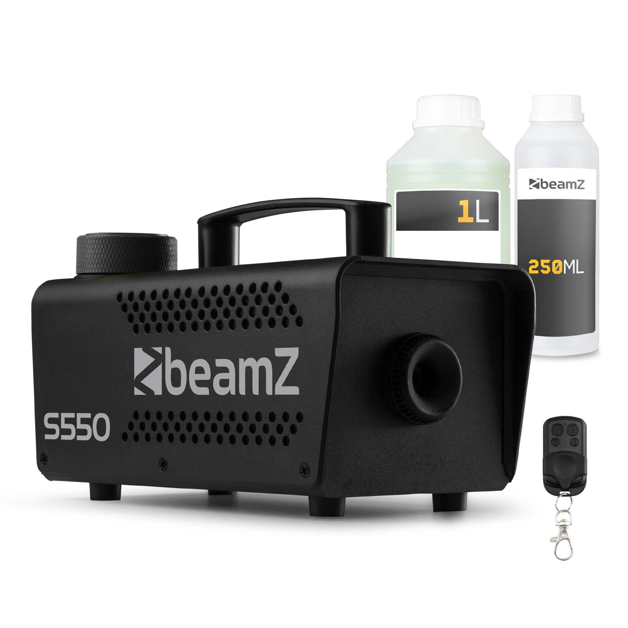 BeamZ S550 - Máquina de humo 550W con control remoto para fiestas en casa | 550W de potencia, control mando a distancia, funcionamiento silencioso y continuo, perfecto para conciertos y espectáculos