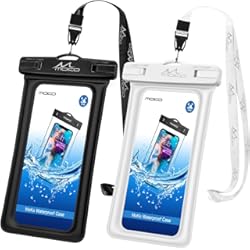 Funda Para Agua Huawei P30 Pro MoKo [2 PZS Funda Impermeable Flotante para iPhone 14/14 Pro Max/13/12/11 Pro MAX Mini, XS MAX, SE 3/2, Galaxy S22/S21/20 Plus Ultra, Note 20/10, Huawei P50, Xiaomi 12/11, Mi 11/10 - Negro + Blanco