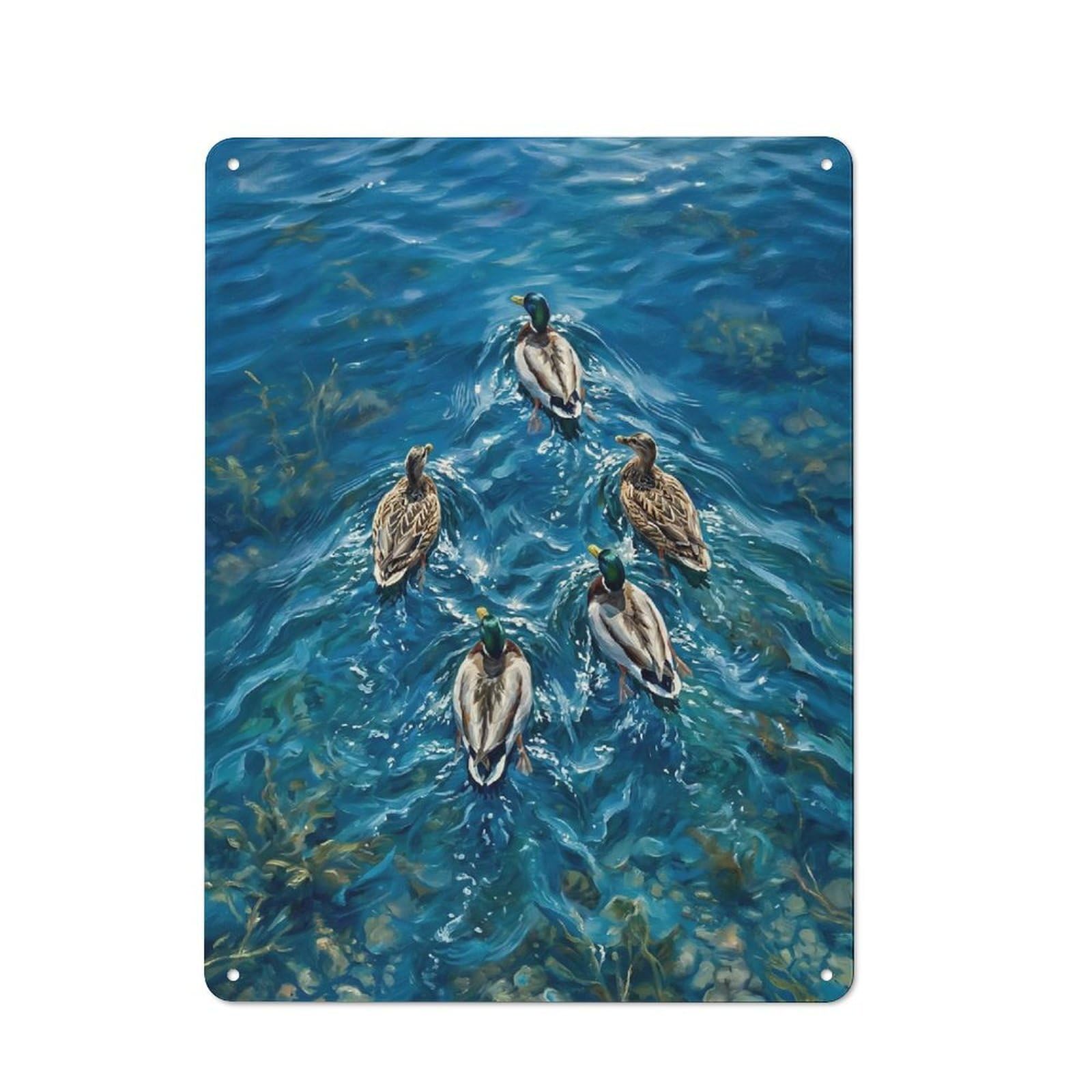 Junmoney Style-14 Ducks Swimming In Blue Water Retro-Style Printed Metal Sign 40X30cm For Hallway Wall, Winter Wall Decor For Wall Display Collectors