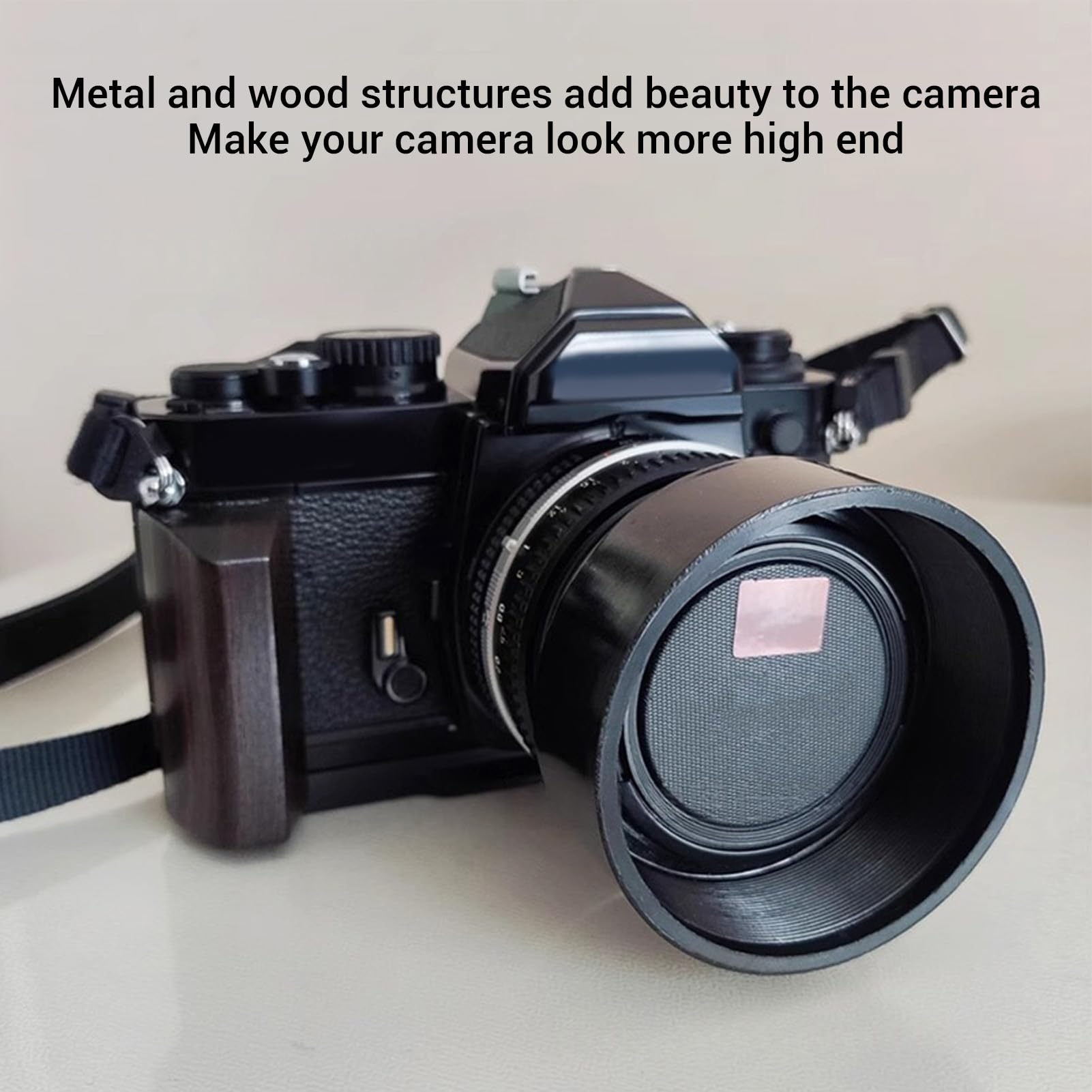 Sxhlseller Drewniany Uchwyt w Kształcie Litery L do FM2 FE2 FM3A, Ręcznie Wykonany Ergonomiczny Uchwyt Aparatu z aluminiową płytą bazową - Płyta Szybkiego Uwalniania, Mocowanie Statywowe