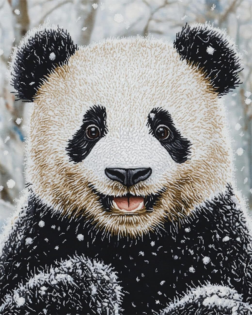 AxiangziK DIY Cross Stitch Kit Panda Portrait 11CT 30x40cm