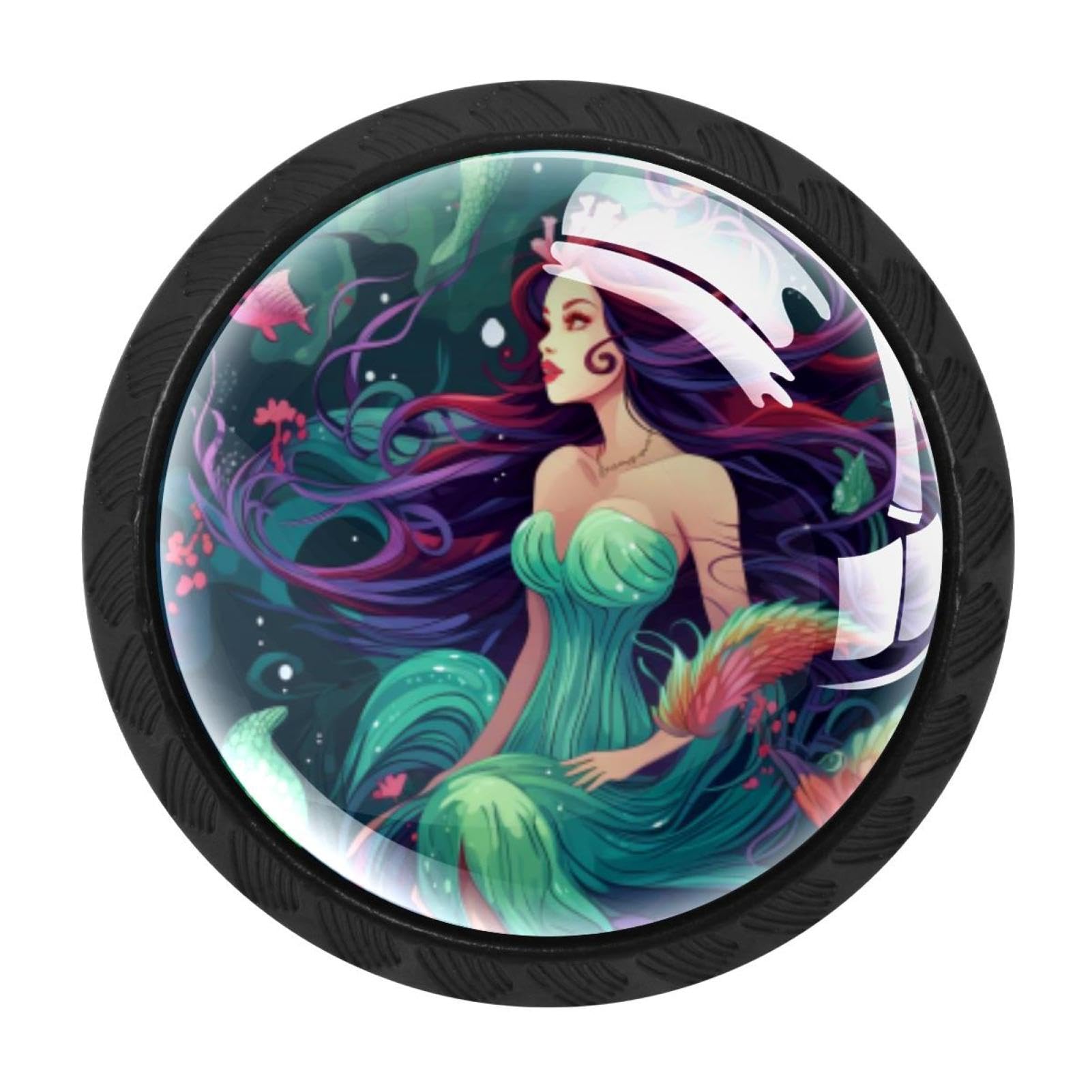 Chenzzzz Multicolored 01 4 Pieces Mermaid Kitchen Cabinet Knobs Drawer Knobs Dresser Knobs Black Knobs Drawer Pulls Dresser Drawer Handles Knobs For Dresser Drawers