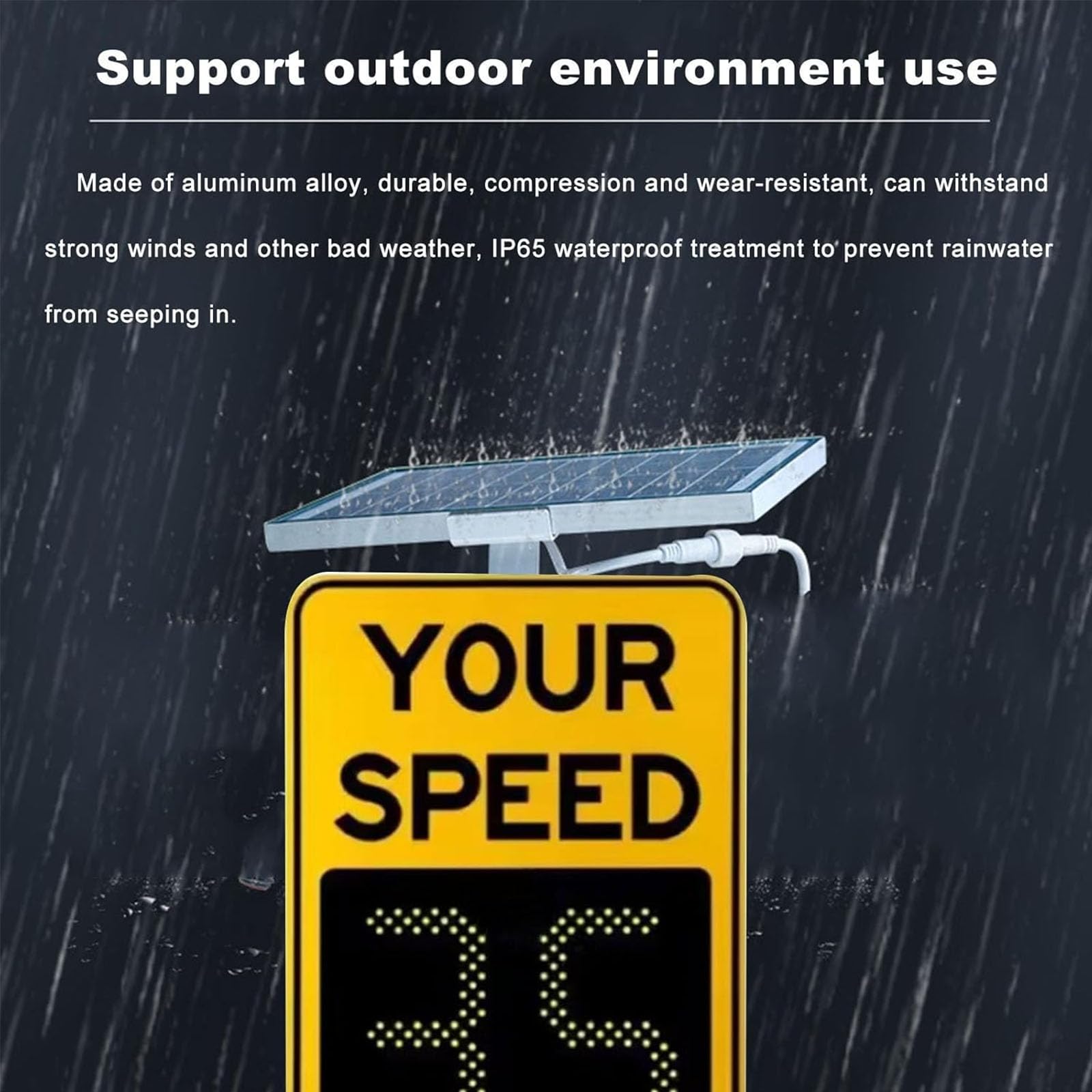 Display de Velocidad Radar con Carcasa de Aluminio, Sistema de Retroalimentación Radar para Medición de Velocidad Instantánea y Promedio en Carreteras y Vías