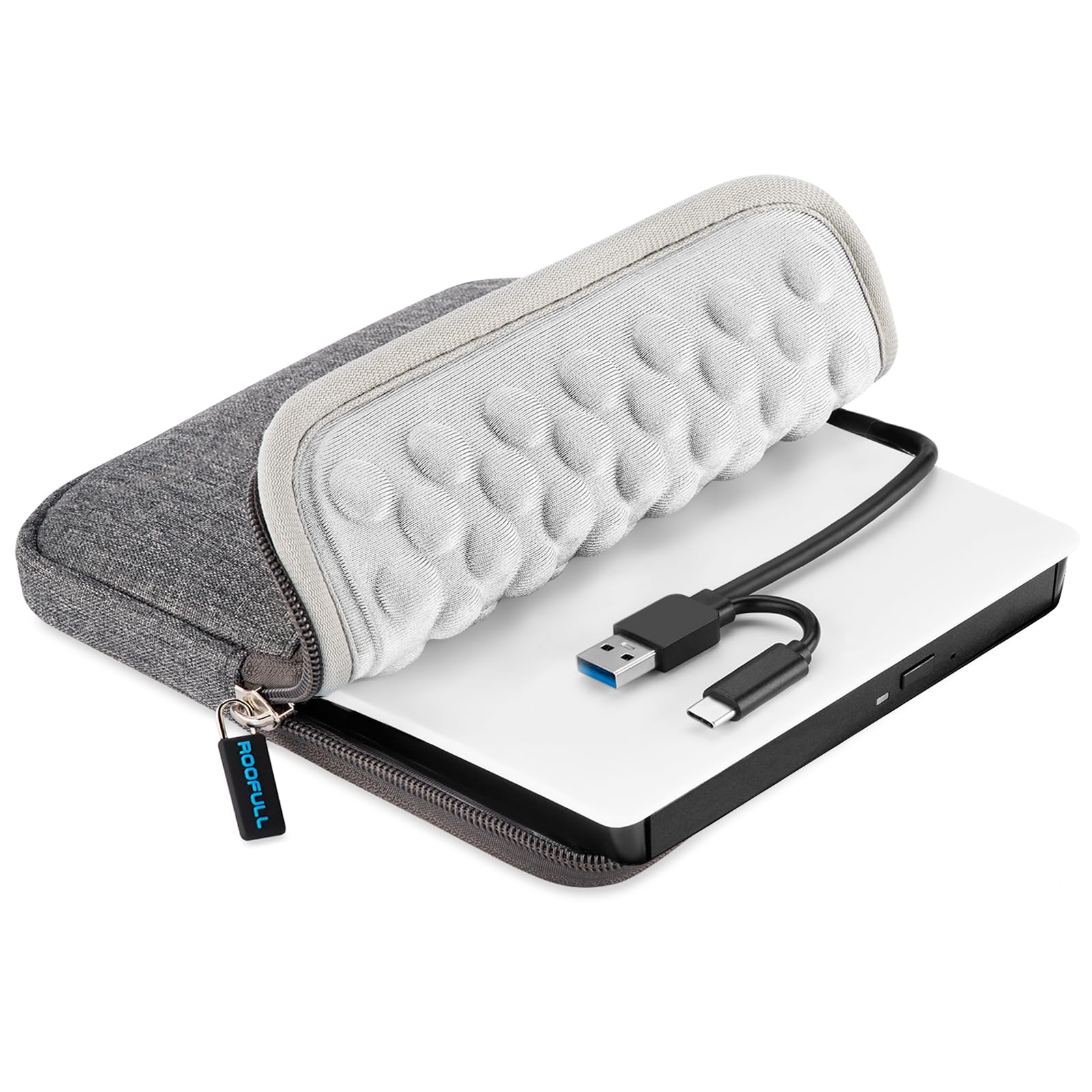 ROOFULL External CD DVD Drive for Mac &amp; Laptop with Carrying Case