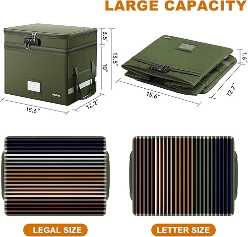 Miniatura 6 de DocSafe Caja de archivos con cerradura, caja de documentos ignífuga de varias capas, organizador de almacenamiento de archivos plegable con