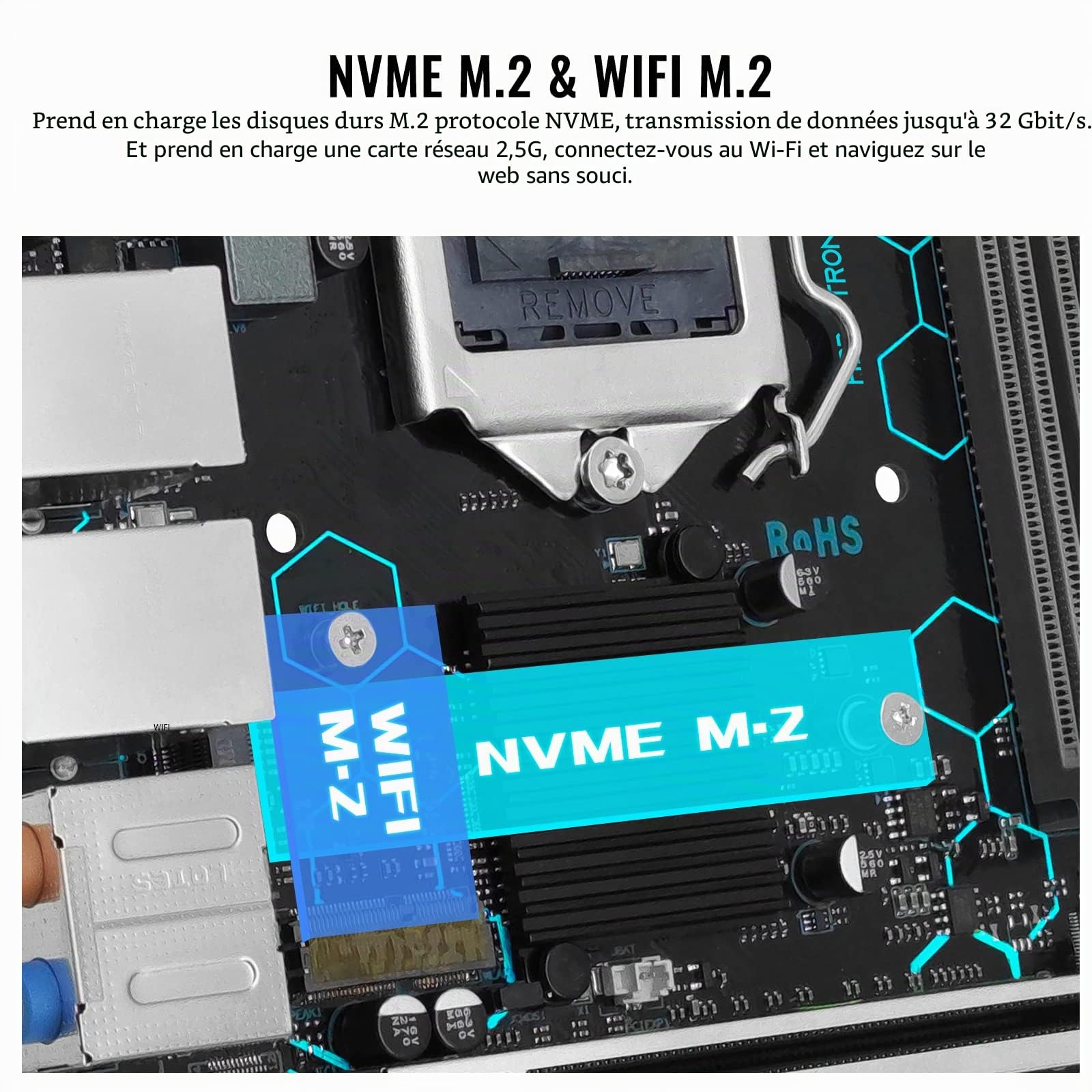 SHANGZHAOYUAN H97 Carte mère LGA 1150 pour processeur Intel 4ème génération Core i7/i5/i3/E3 (Mini ITX, DDR3, PCIe 3.0, NVME M.2, SATA 6 Go/s, VGA/DVI/HDMI, WIFI M.2, Dual LAN)