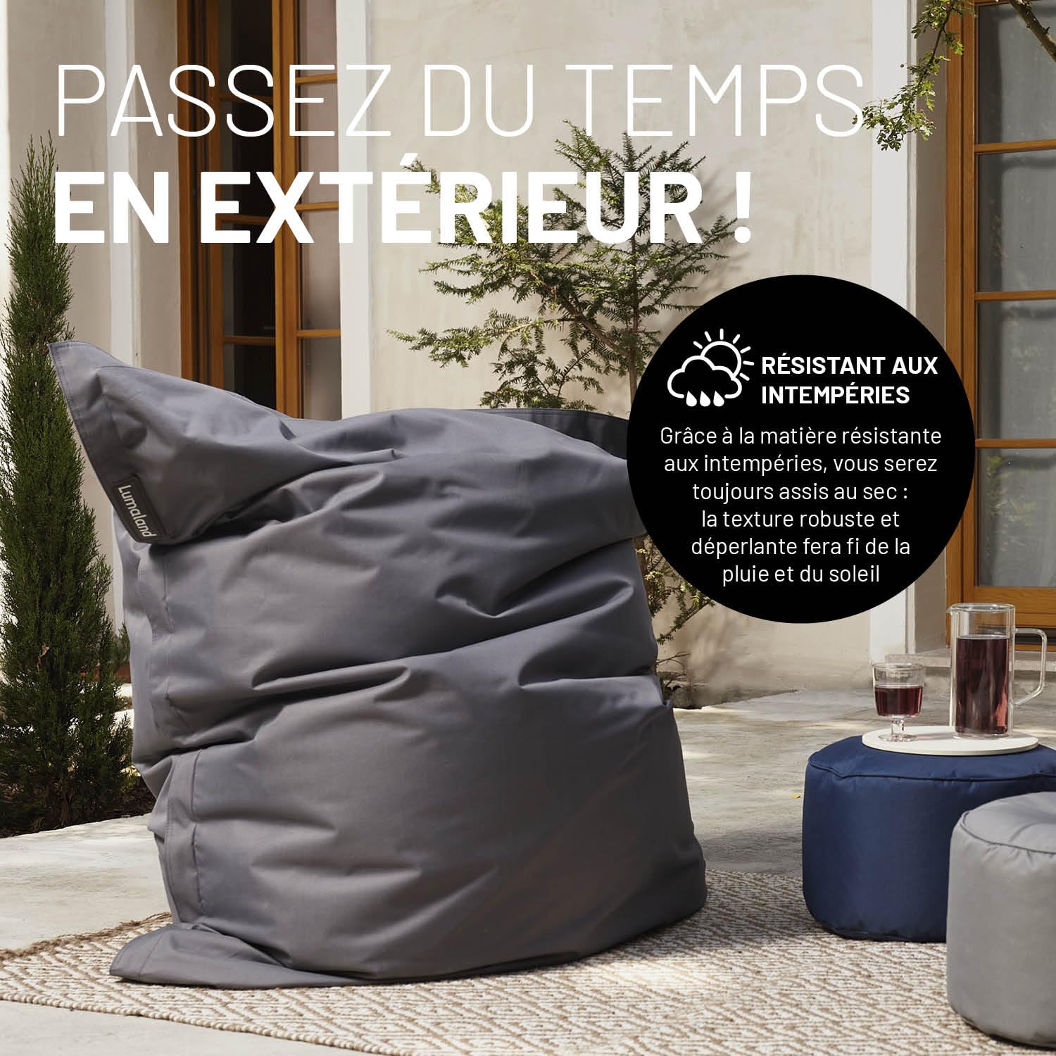 Lumaland Pouf géant XXL 140 x 180 cm Coussin de couchage imperméable Bean Bag housse lavable Vert pastel