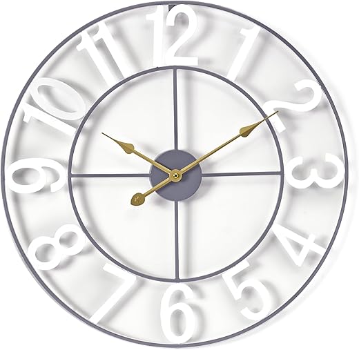 Sorbus Large Wall Clock for Living Room Decor - Wall Clock for Kitchen - 16 inch Big Wall Clock Decorative - Metal Wall Art - Analog Large Clock for Bedroom, Home, Kitchen, Office, Wall Decor (White)