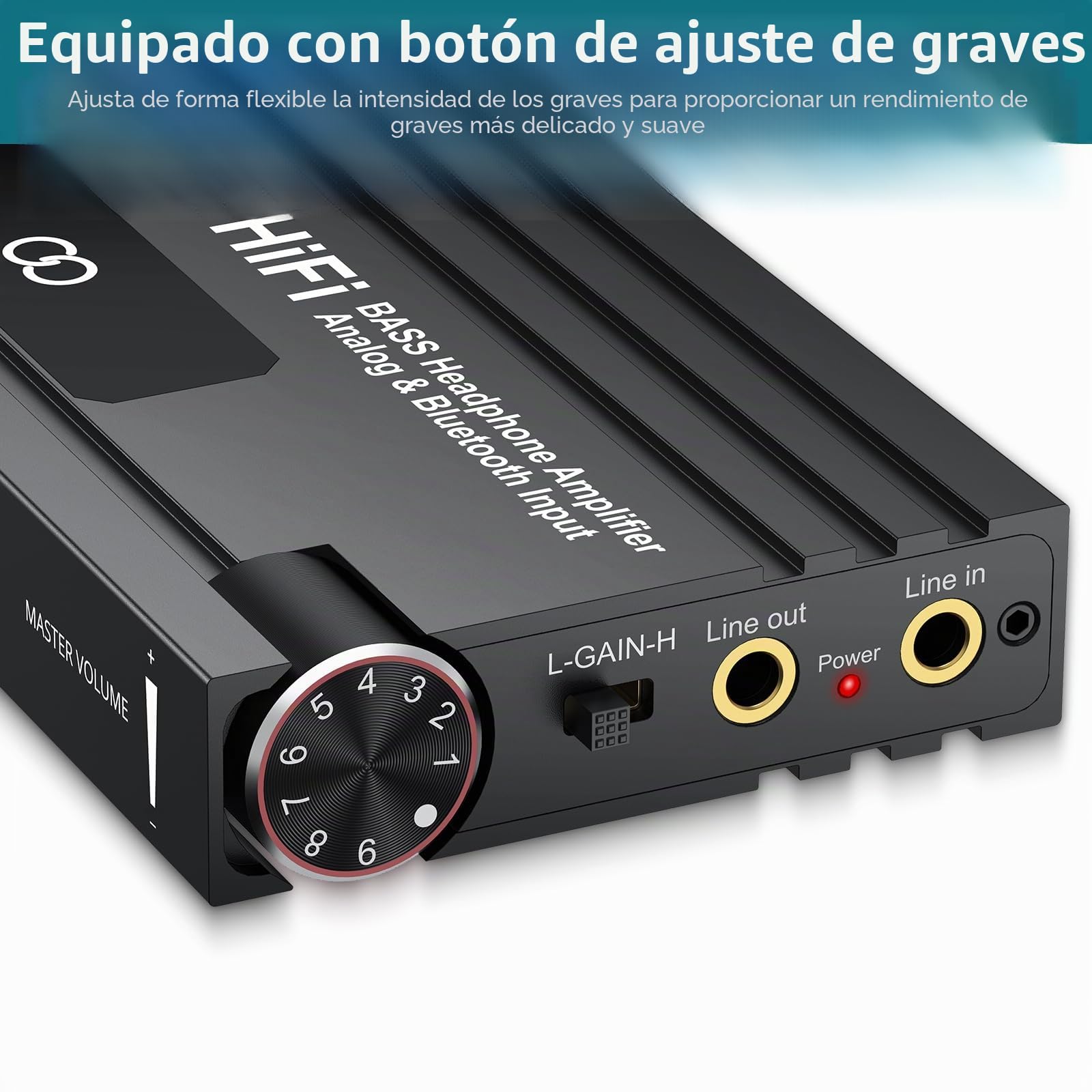 Amplificador de Auriculares Profesional 16-600Ω Bluetooth con Refuerzo de Graves, Recargable Amplificador de Auriculares Jack de 3,5 mm para Smartphone/Ordenador Portátil
