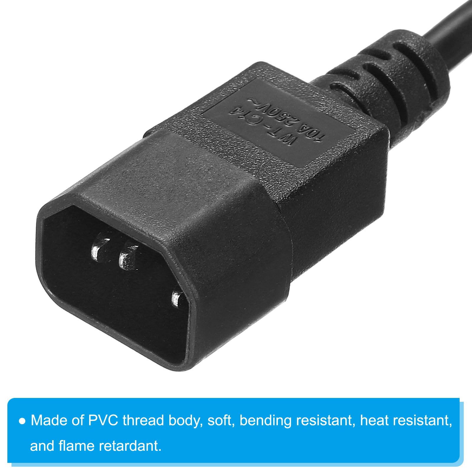 PATIKIL AC-Netzkabel Kaltgerätekabel stromkabel 3-polig C14 Stecker auf C13 Buchse 1,5mm²10m32,8Ft 250V 10A PDU Verlängerungskabel für Laptop Elektronik TV Computer Drucker Radio Monitor