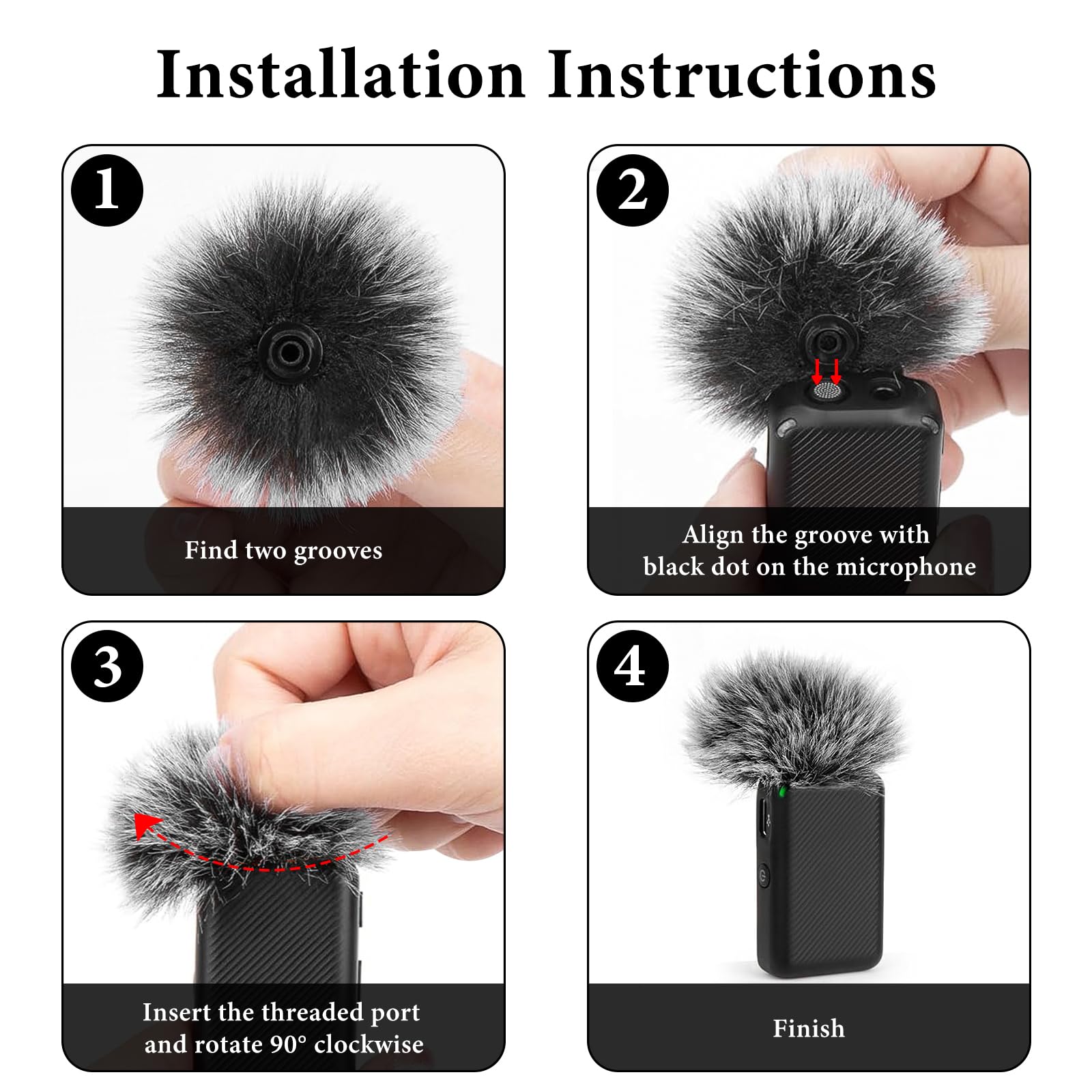 Geekria for Creators Furry Windscreen Compatible with DJI Mic, Mic DeadCat Wind Cover Muff, Fluff Cover Windshield - Image 2