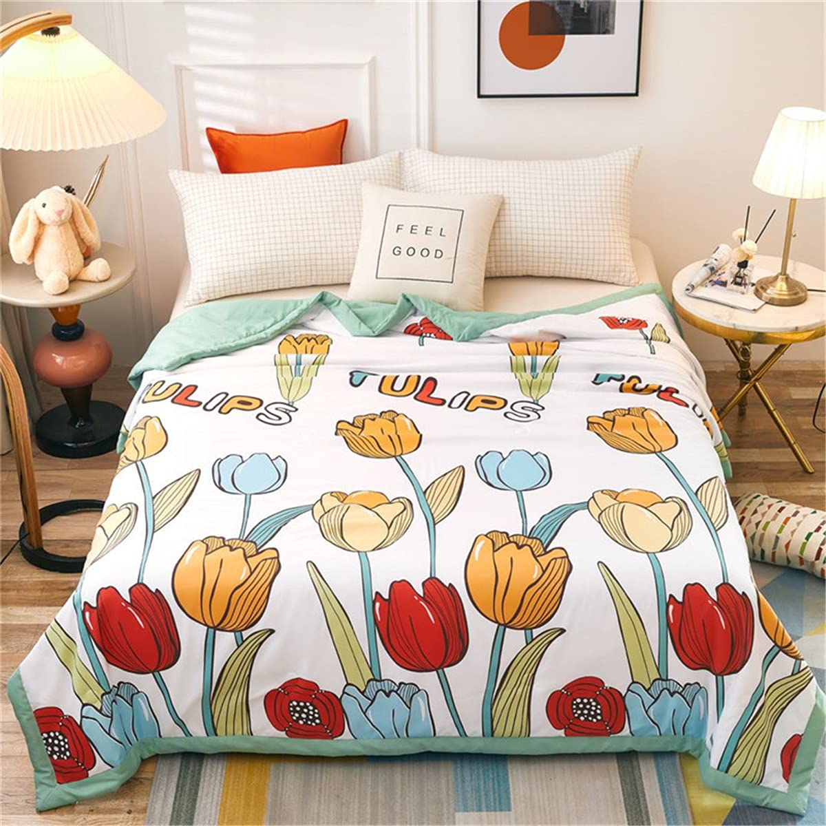 Colcha de verano acolchada para noches frescas de primavera en el dormitorio