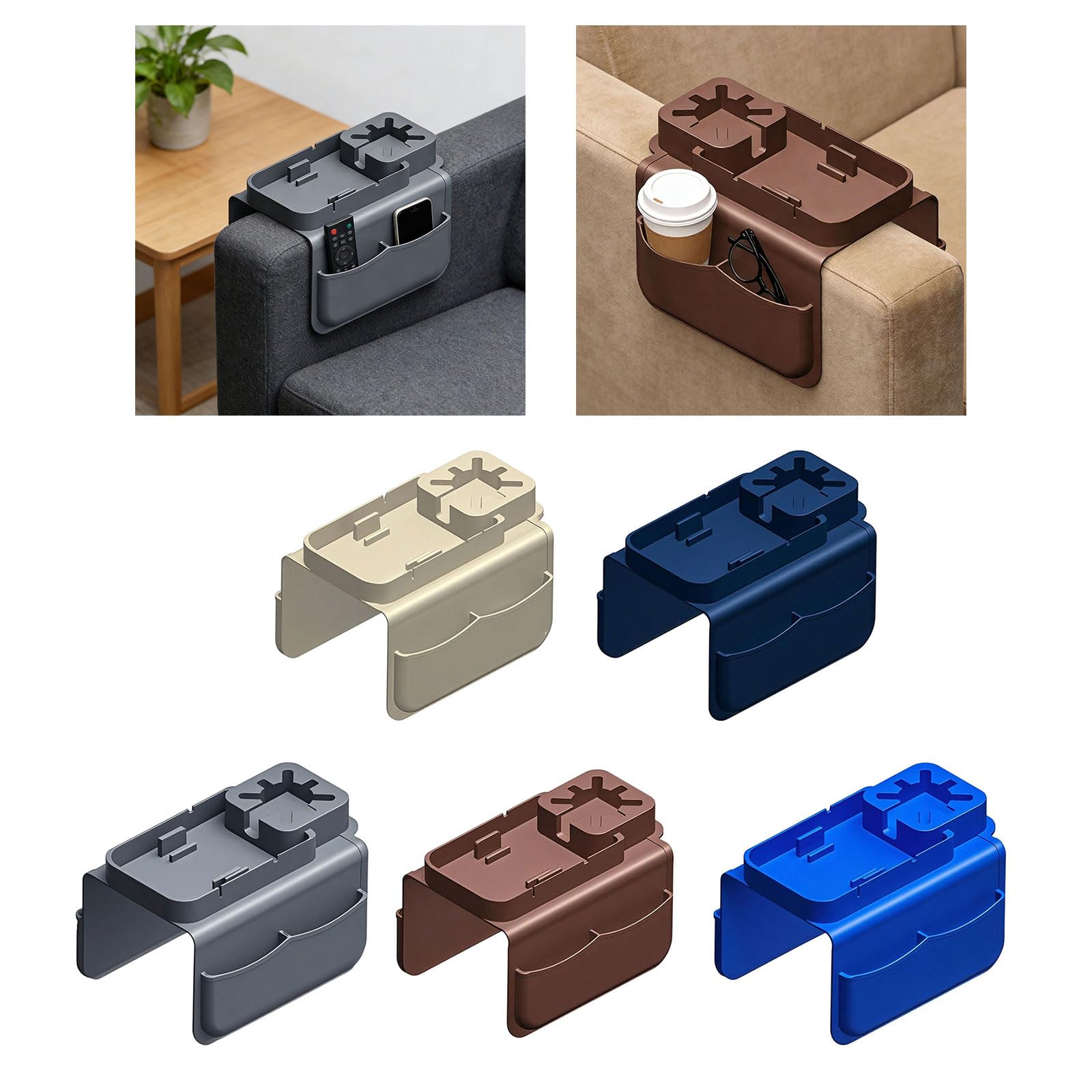 Bandeja para reposabrazos de sofá común, diseñada para sillones anchos, incluye bolsillos dobles para artículos esenciales, bandeja para reposabrazos de sofá