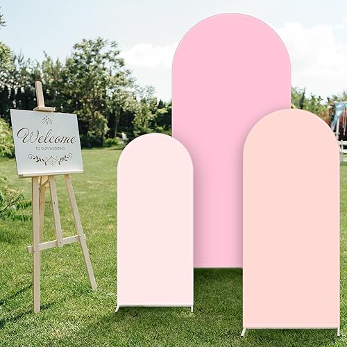 Miniatura 6 de Juego de 3 fundas para arco de boda de 456 pies, cubierta de telón de fondo de arco de doble cara de elastano ajustable para marco de arco, globo,