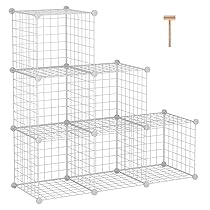 C&AHOME Portaoggetti Wire Cube, 6 – Organizer per cubi Griglie in metallo a C, Scaffali modulari, Scaffali per contenitori, Organizzatore per armadio, soggiorno, 36,6″L x 12,4″L x 36,6″A Bianco
