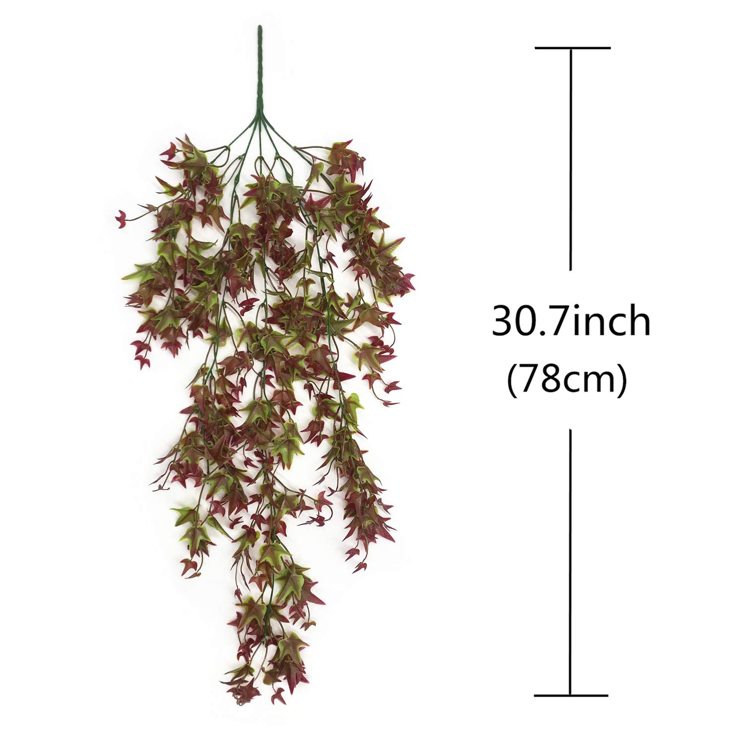 Sztuczna wisząca winorośl, LOVENIMEN sztuczna winorośl, liście bluszczu, na zewnątrz, sztuczne wiszące rośliny, luksusowa, wisząca girlanda, ganek, patio, łuk, balkon, koszyk, ogród, przyjęcie, dekoracje ślubne, czerwony, 2 szt