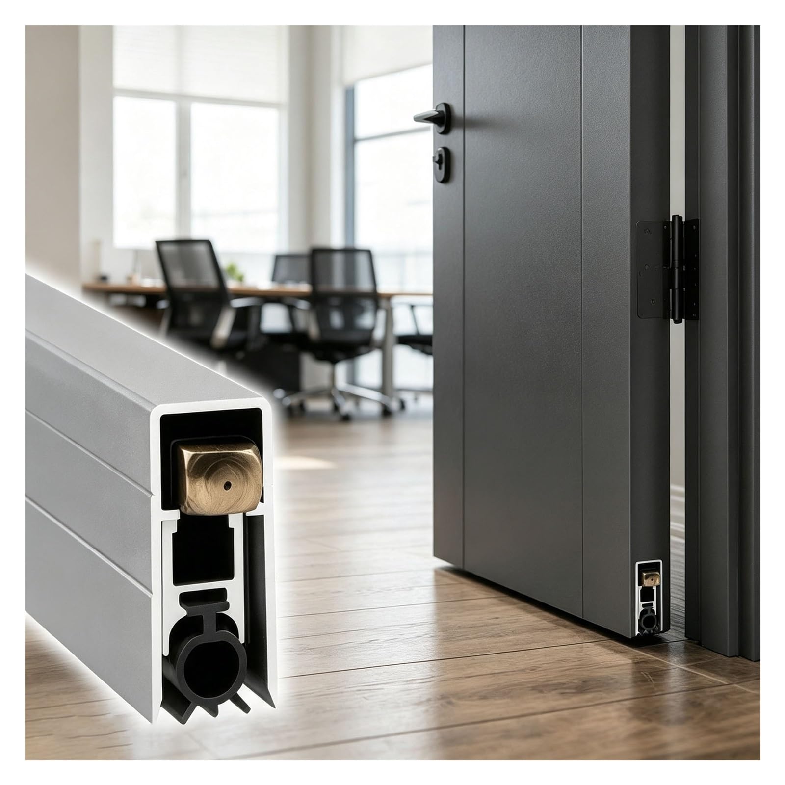 Burlete Inferior Automático Oculto Para Puertas, Oficinas Aluminio
