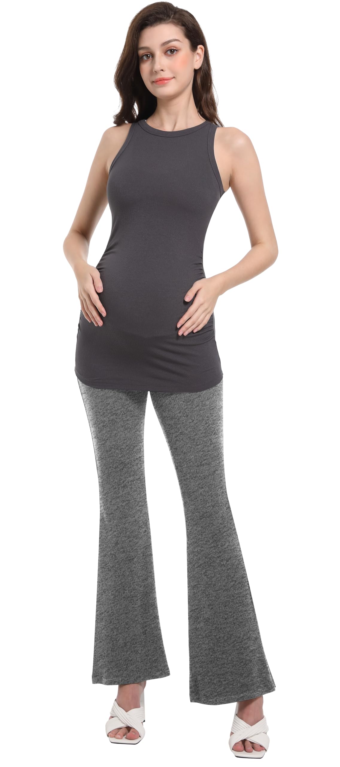Leggings da donna per gravidanza, per maternità, yoga, opachi, elasticizzati sulla pancia, pantaloni premaman