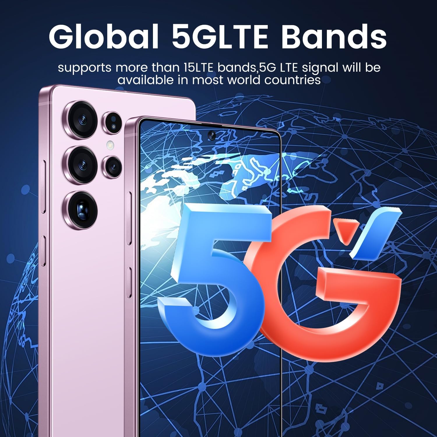 JQAKP I25 Ultra Smartphone 16+512GB | Android 14 | Snapdragon 8 Gen 3 | 68MP+108MP Dual Camera | 7000mAh Battery | 6.99" FHD+ Display | Outperform Competitors in Speed & Power (Pink)
